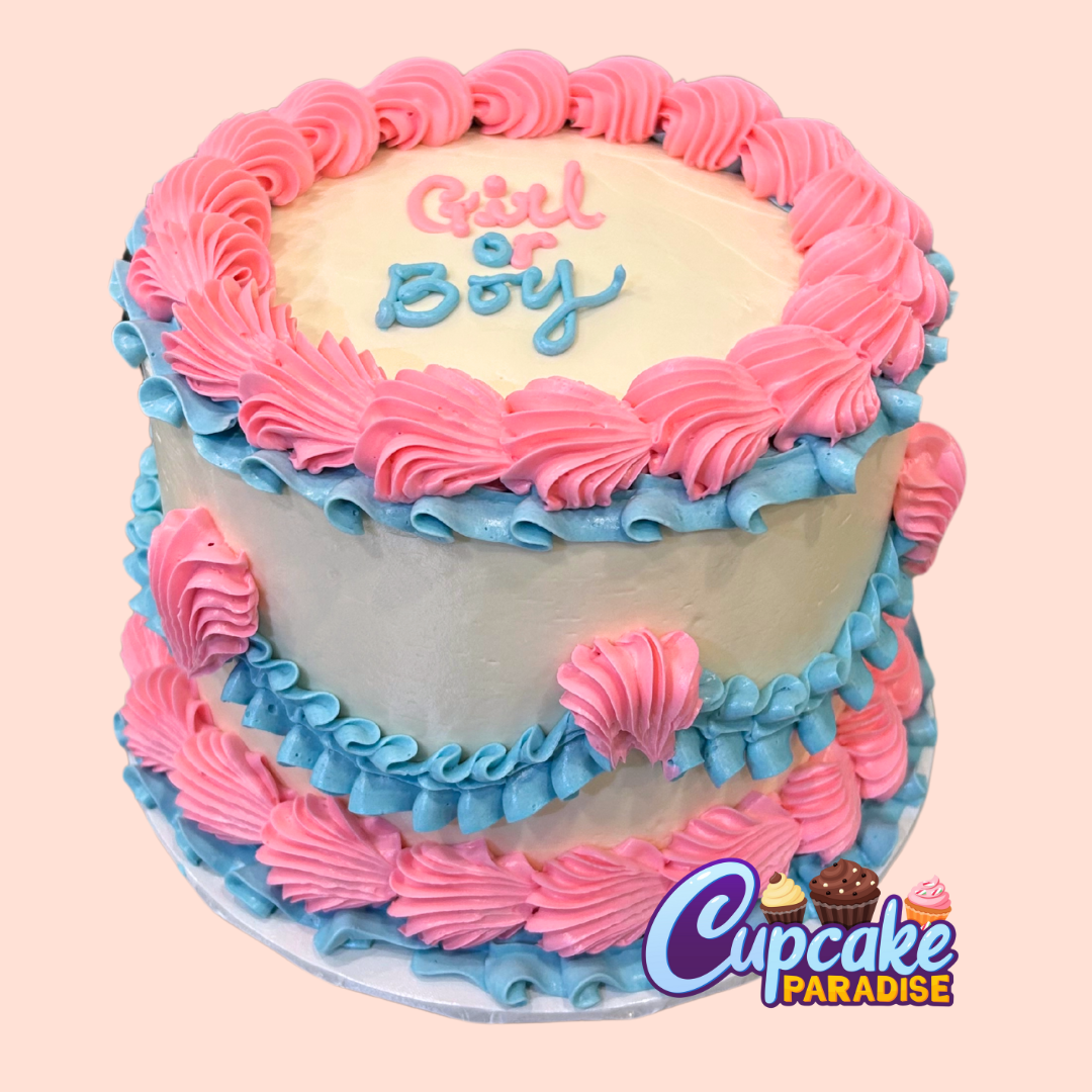 Blue and Pink Vintage Cake (Gender Reveal)