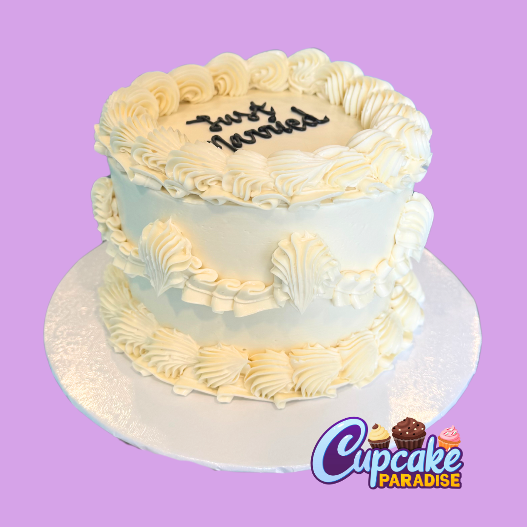 All White Vintage Cake