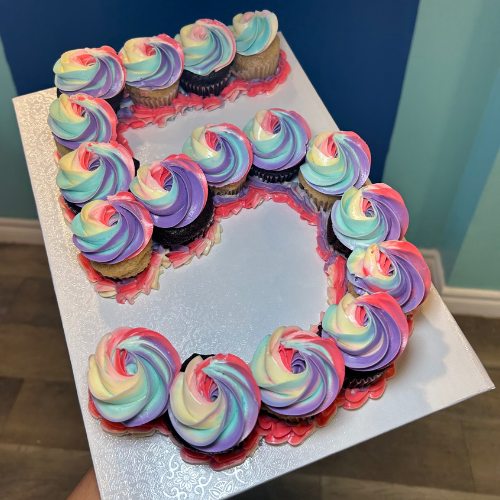 Rainbow Cupcakes Number Cake