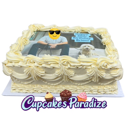 Vintage Rectangle Logo/Photo/ Slab Cake