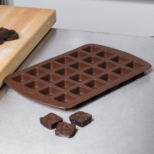 Brown Silicone 24 Compartment Square Bite-Size Brownie / Dessert Mold